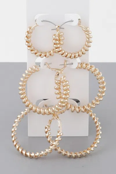 Fashnzfab Multi Wrapped Hoop Earrings Set In Gold