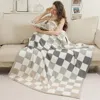 Fashnzfab Multicolor Checkered Reversible Throw Blanket In Gray