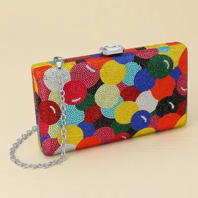 Fashnzfab Multicolor Crystal Rhinestone Studded Crossbody Evening Clutch Bag