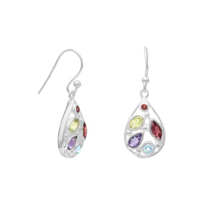 Fashnzfab Multishape Stone French Wire Earrings In Silver
