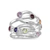 Fashnzfab Multistone Open Design Ring In Purple