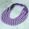 Fashnzfab Multistrand Beaded Statement Magnetic Necklace In Purple
