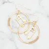 Fashnzfab Music Notes Accented Wire Wrapped Open Metal Circle Dangle Earrings - Worn Gold In Gold