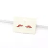 Fashnzfab Mustache Stud Earrings - Red In White