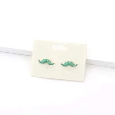 Fashnzfab Mustache Stud Earrings In Blue