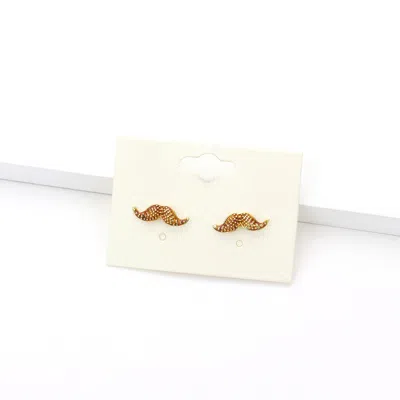 Fashnzfab Mustache Stud Earrings In Brown
