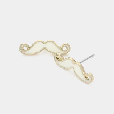 Fashnzfab Mustache Stud Earrings In Gold