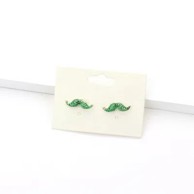 Fashnzfab Mustache Stud Earrings In Green