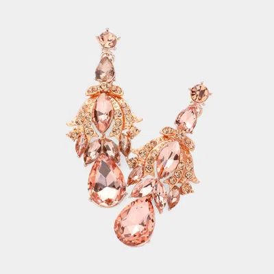 Fashnzfab Mutli Stone Embellished Dangle Evening Earrings In Gold