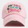 Fashnzfab My Dog Is My Child Message Vintage Baseball Cap In Pink