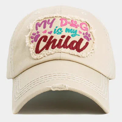 Fashnzfab My Dog Is My Child Message Vintage Baseball Cap In Sand