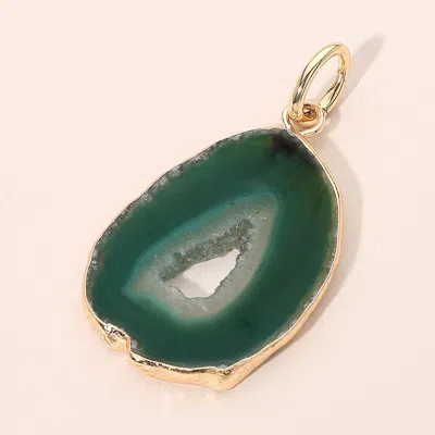 Fashnzfab Natural Cutout Center Oval Geode Slice Pendant - Green