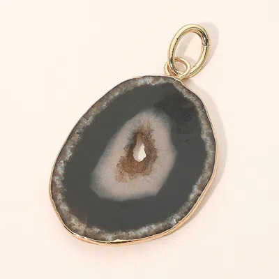 Fashnzfab Natural Cutout Center Oval Geode Slice Pendant In Black