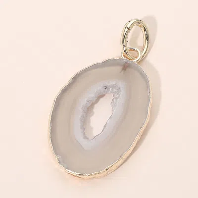 Fashnzfab Natural Cutout Center Oval Geode Slice Pendant In Gray