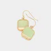 Fashnzfab Natural Stone Accented Square Dangle Earrings - Mint In Green