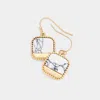 Fashnzfab Natural Stone Accented Square Dangle Earrings In Multi