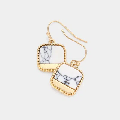 Fashnzfab Natural Stone Accented Square Dangle Earrings In Multi