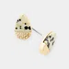 Fashnzfab Natural Stone Accented Teardrop Stud Earrings In Multi