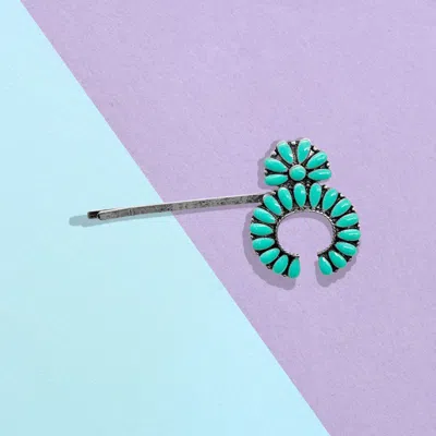 Fashnzfab Natural Stone Antique Metal Bobby Pin In Metallic