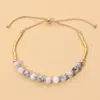 Fashnzfab Natural Stone Beaded Adjustable Cinch Pull Tie Bracelet In Multi