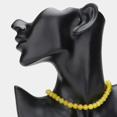 Fashnzfab Natural Stone Beaded Choker Necklace In Yellow