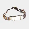 Fashnzfab Natural Stone Beaded Faux Leather Bracelet Copper, Gold In Multi
