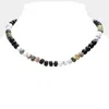 Fashnzfab Natural Stone Beaded Necklace In Black