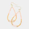 Fashnzfab Natural Stone Beaded Open Teardrop Dangle Earrings - Pink In Pink