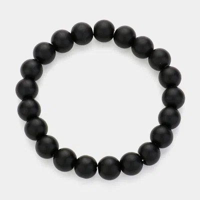 Fashnzfab Natural Stone Beaded Stretch Bracelet Black