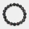 Fashnzfab Natural Stone Beaded Stretch Bracelet Black, White In Multi