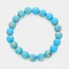 Fashnzfab Natural Stone Beaded Stretch Bracelet Blue In Blue