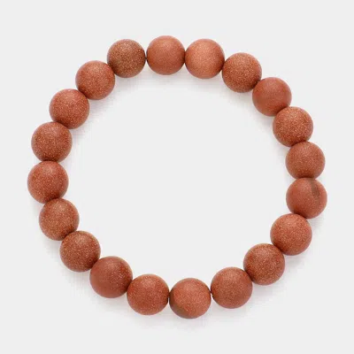 Fashnzfab Natural Stone Beaded Stretch Bracelet In Brown