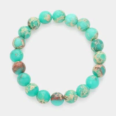 Fashnzfab Natural Stone Beaded Stretch Bracelet In Green
