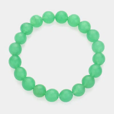 Fashnzfab Natural Stone Beaded Stretch Bracelet In Green