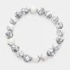 Fashnzfab Natural Stone Beaded Stretch Bracelet Howlite In Multi