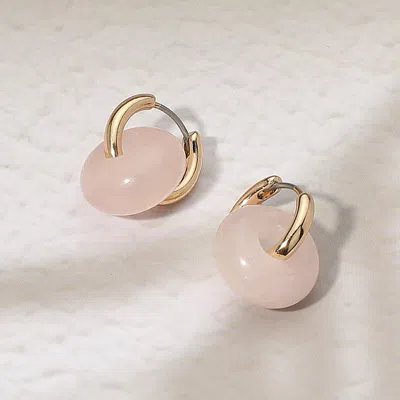 Fashnzfab Natural Stone Charm Mini Hoop Earrings In Multi