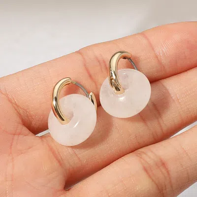 FASHNZFAB NATURAL STONE CHARM MINI HOOP EARRINGS