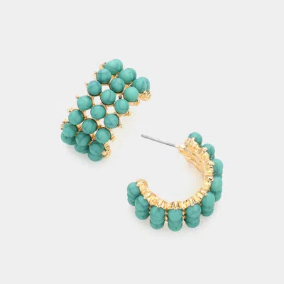 Fashnzfab Natural Stone Cluster Hoop Earrings In Blue