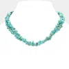 Fashnzfab Natural Stone Double Layered Necklace In Blue