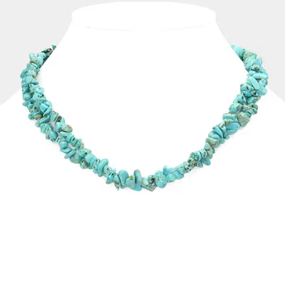 Fashnzfab Natural Stone Double Layered Necklace In Blue