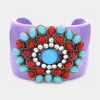 Fashnzfab Natural Stone Embellished Cuff Bracelet Lavender In Purple