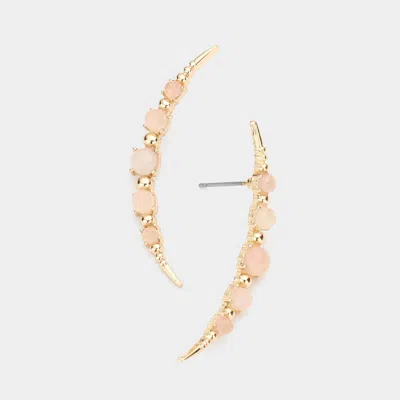 Fashnzfab Natural Stone Embellished Earrings In Gold