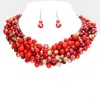 Fashnzfab Natural Stone Faceted Beaded Collar Necklace In Red