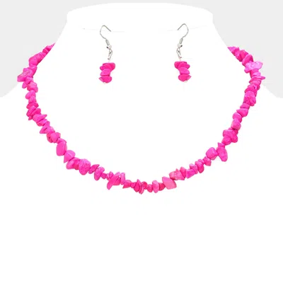 Fashnzfab Natural Stone Necklace In Pink