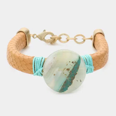 Fashnzfab Natural Stone Pebble Accented Bracelet Mint, Neutral In Multi