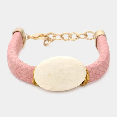 Fashnzfab Natural Stone Pebble Accented Bracelet Neutral, Pink