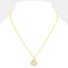 Fashnzfab Natural Stone Pendant Necklace In Yellow