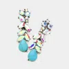 Fashnzfab Natural Stone Pointed Marquise Stone Cluster Earrings - Ab, Silver Burnished In Multi