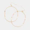 Fashnzfab Natural Stone Pointed Open Oval Dangle Earrings - Pink In Gold