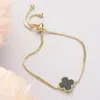 Fashnzfab Natural Stone Quatrefoil Cluster Pointed Adjustable Cinch Pull Tie Bracelet Black, Gold In Multi